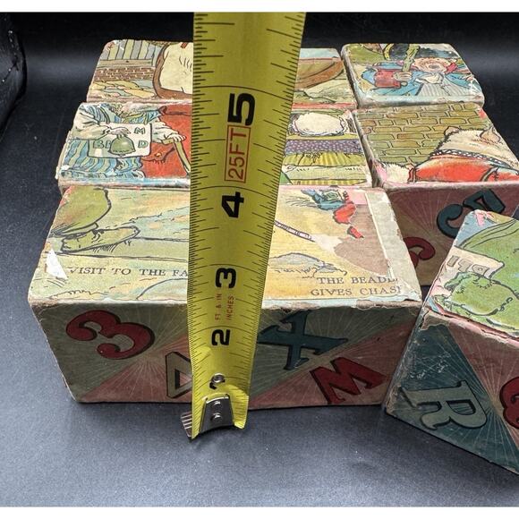 Victorian 1800’s Vtg German Six Sided Wooden Block/Cube Puzzle Blocks - Picture 8 of 12